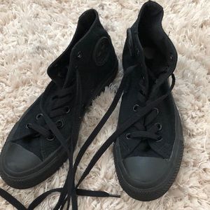 WORN ONCE Converse high tops- all black- size 6